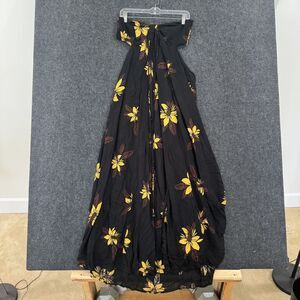 Free People Tropical Escape Maxi Dress Womens XS Black Floral Strapless Tie